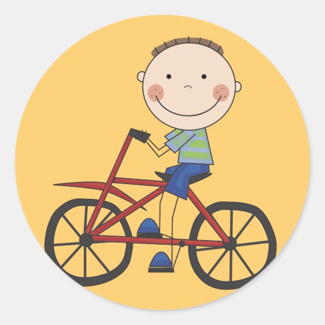 Junge auf Fahrrad Tshirts und Geschenke Runder Aufkleber (Vorderseite)