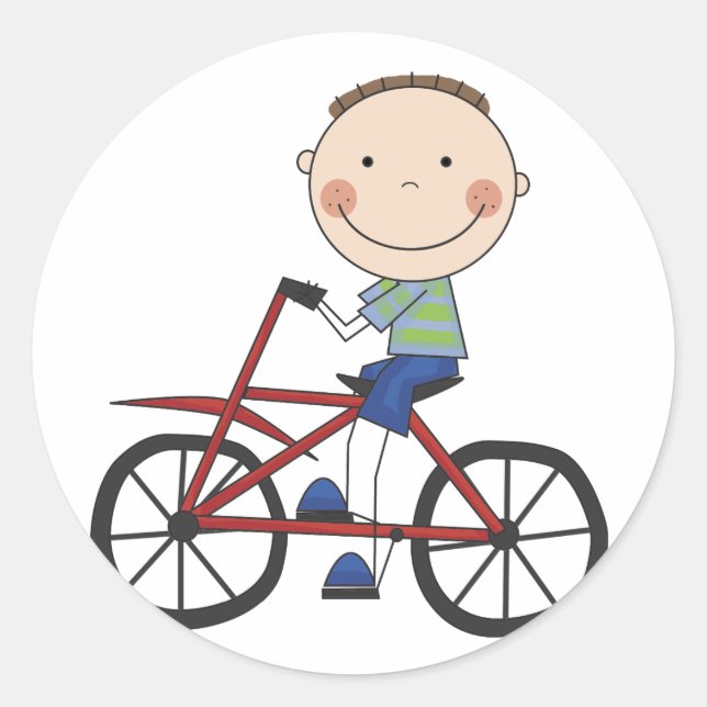 Junge auf Fahrrad Tshirts und Geschenke Runder Aufkleber (Vorderseite)