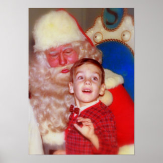Junge auf Santa's Lap - Nostalgisches Foto Weihnac Poster