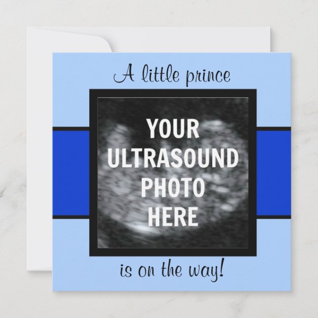 Junge Baby angepasste Ultraschallfoto-Vorlage Einladung (Vorderseite)