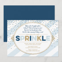 Junge Baby Sprinkle Einladung blaue goldene Streif