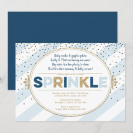 Junge Baby Sprinkle Einladung blaue goldene Streif
