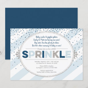 Junge Baby Sprinkle Einladung blaues Silber