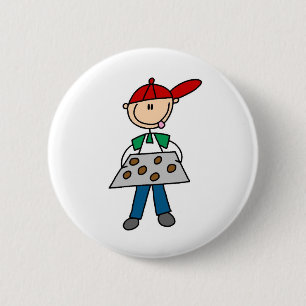 Junge backt Kekse Knopf Button