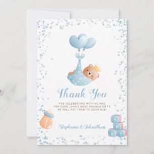 Junge Bär Blau Danke Baby Shower Karte