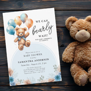 Junge Bär wartet kaum Teddybär Boho Babyparty Einladung