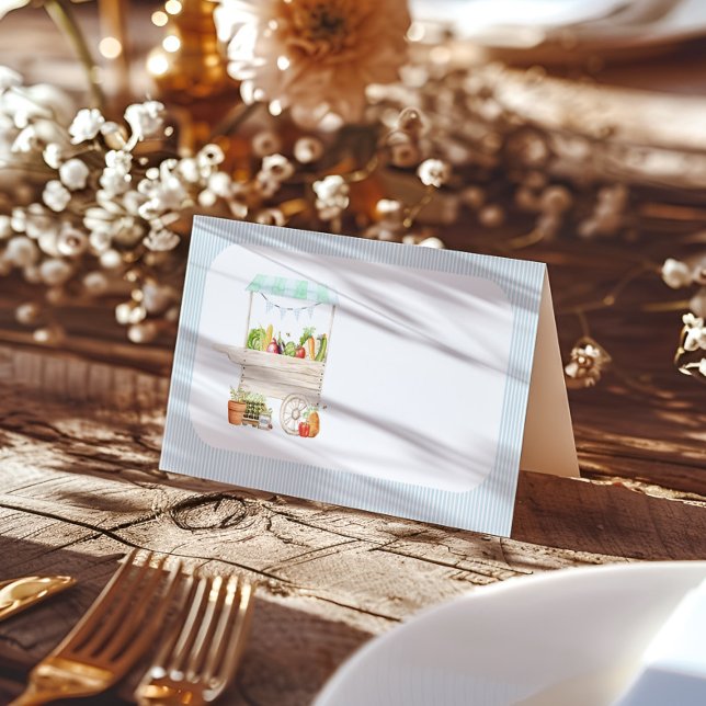 Junge Bauern vermarkten Gemüseständer Platzkarte (Von Creator hochgeladen)