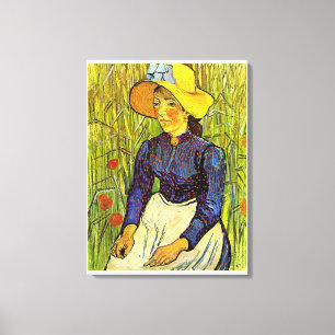 Junge Bauernfrau mit Strawhat, Vincent van Gogh Leinwanddruck