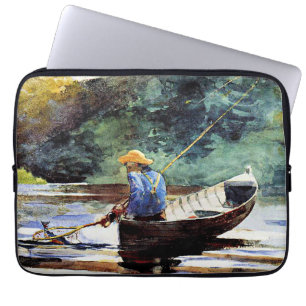 Junge beim Fischen, Kunstwerk von Winslow Homer Laptopschutzhülle