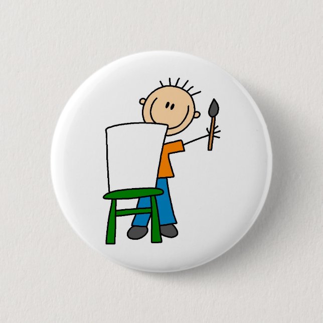 Junge beim Malen Button (Vorderseite)