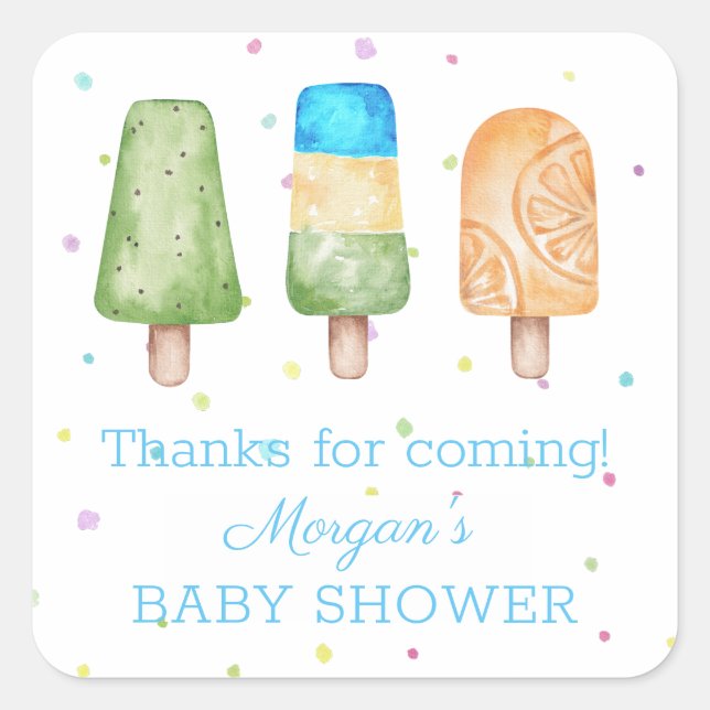 Junge Bereit zum Pop Sommer Baby Dusche Gefallen Quadratischer Aufkleber (Vorderseite)
