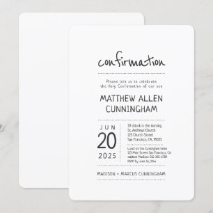 Junge Bestätigung  Modern + einfach Einladung