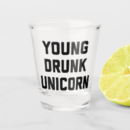Junge Betrunkene Unicorn-Zitat Schnapsglas
