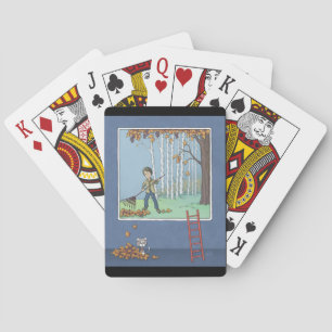 Junge Blätter, die Karten spielen Spielkarten