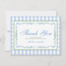 Junge Blau Floral Grandmillenial Babyparty Gingham