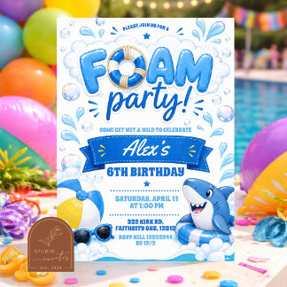 Junge Blaue Schaum-Party-Einladung Einladung