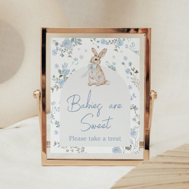 Junge Bunny Baby Dusche Babys sind süß Poster (Blue Some Bunny Baby Shower Babies are Sweet Sign)