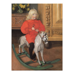 Junge Carl Larssons Murre auf Schaukelpferd Fotodruck