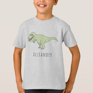 Junge Cool Doodle T-Rex Dinosaurier mit Name T-Shirt