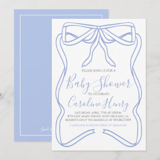 Junge Coquette Bow Baby Dusche laden ein, FARBE zu Einladung
