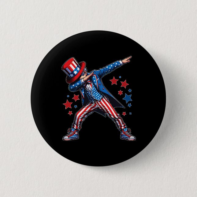 Junge Dabbing 4. Juli American Flag USA Jungs Kind Button (Vorderseite)