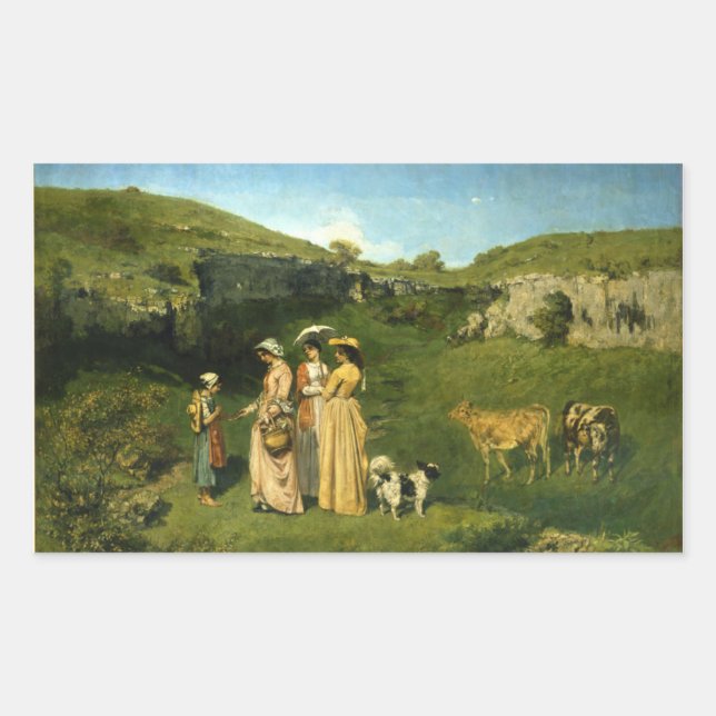 Junge Damen des Dorfes Rechteckiger Aufkleber (Vorderseite)
