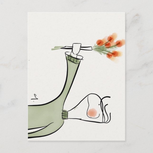 Junge, der Blume anbietet Postkarte (Vorderseite)