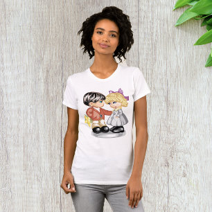 Junge, der eine Girl-Blume gibt Frauen T - Shirt