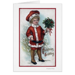 Junge, der einen Scheffel Stechpalme hält