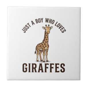 Junge, der Giraffen liebt Vintage-Stich-Shirt_1 Fliese