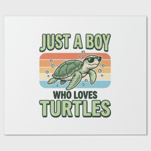 Junge, der Schildkröten liebt Vintage-Stich-Design Geschenkpapier