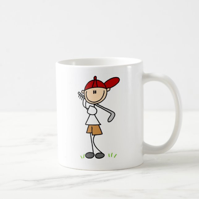 Junge, der seine Golf-Verein-Tasse schwingt Kaffeetasse (Rechts)