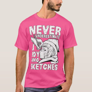 Junge, der skizziert Anime Otaku Geschenkkunst T-Shirt