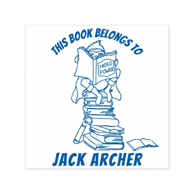 Junge, die Bücher lesen, nennen Kinderbibliothek B Permastempel (Design)