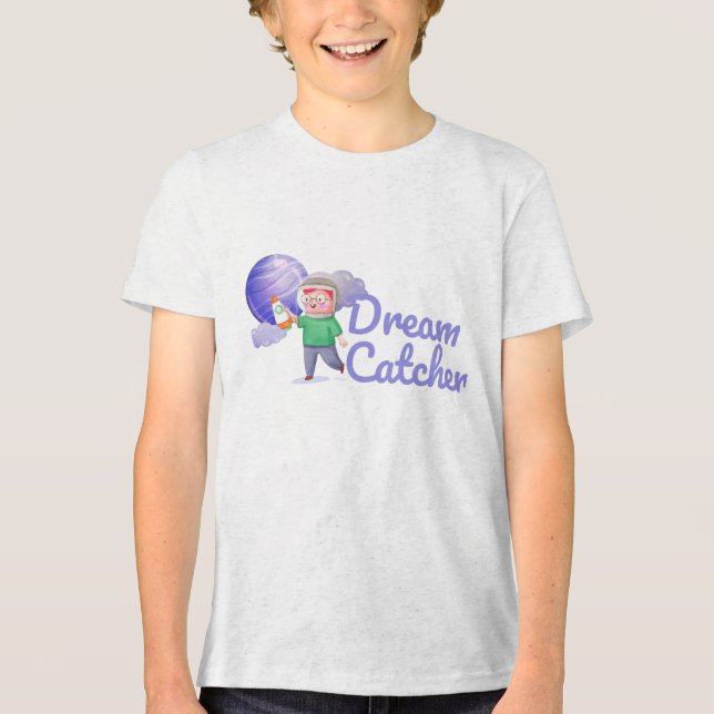 Junge, die Raketenplaneten spielen Tri-Blend Shirt (Vorderseite)