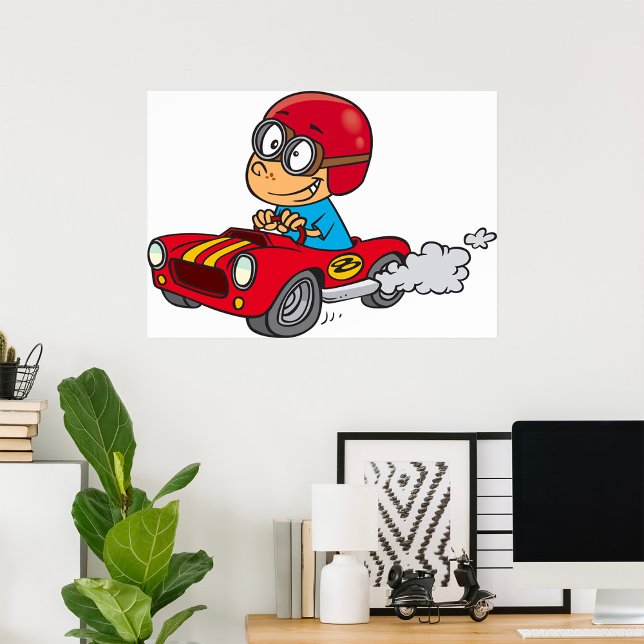 Junge, die Red Race Car fahren Poster (Von Creator hochgeladen)