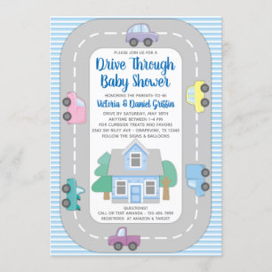 Junge Drive-Through-Baby-Party Einladung