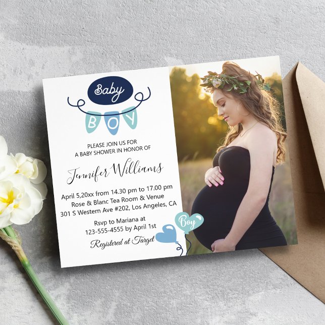 Junge Dusche minimalistisch Foto schicke Einladung Flyer (Von Creator hochgeladen)