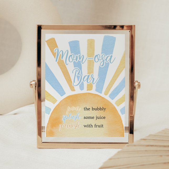Junge ein wenig Ray der Sunshine Mama Osa Bar Poster (Blue Boho Sunshine Baby Shower Mom Osa Bar Sign)