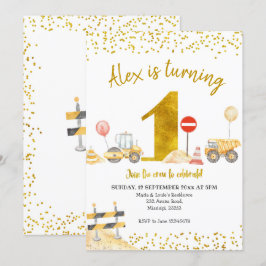 Junge erste Geburtstagsbau Geburtstag Einladung