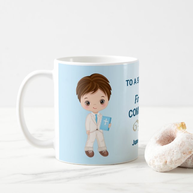 Junge Erste Heilige Kommunion Klassische Tasse (Mit Donut)
