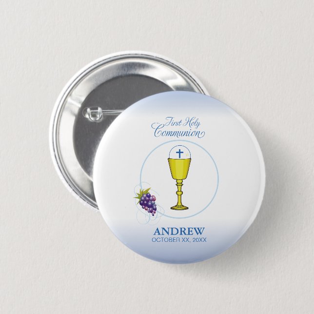 Junge Erste Kommune, Chalice mit Gastgeber und Tra Button (Vorne & Hinten)