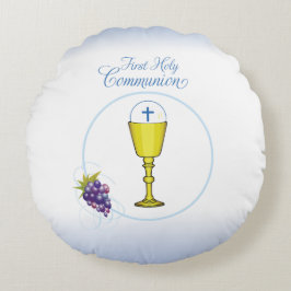 Junge Erste Kommune, Chalice mit Gastgeber und Tra Rundes Kissen