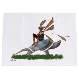 Junge Fairy reiten auf Schildkrötengeschenktasche Große Geschenktüte