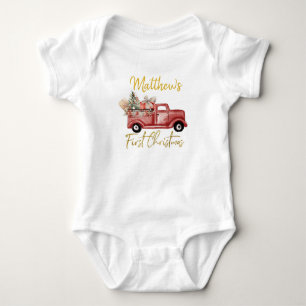 Junge First Christmas Red Truck Baby Bodysuit Baby Strampler