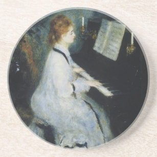Junge Frau am Klavier von Renoir Getränkeuntersetzer