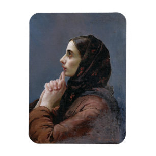 Junge Frau an Gebet, 1879 (Öl auf Leinwand) Magnet