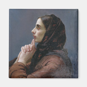 Junge Frau an Gebet, 1879 (Öl auf Leinwand) Magnet