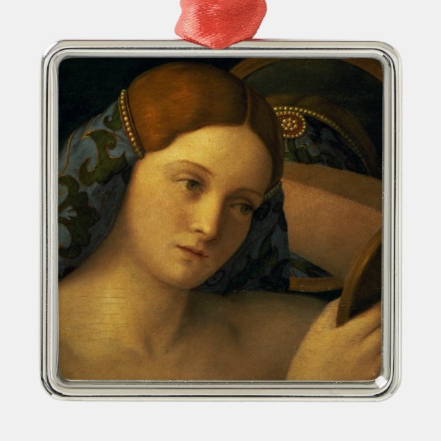 Junge Frau an ihrer Toilette Silbernes Ornament (Vorne)