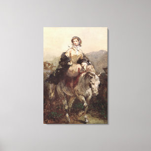 Junge Frau auf einem Pferd Leinwanddruck